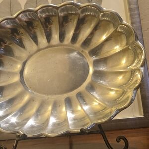 vintage cast aluminum serving tray, made mid-century (1940s–1960s)